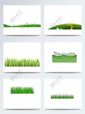 春天绿色手绘草地素材