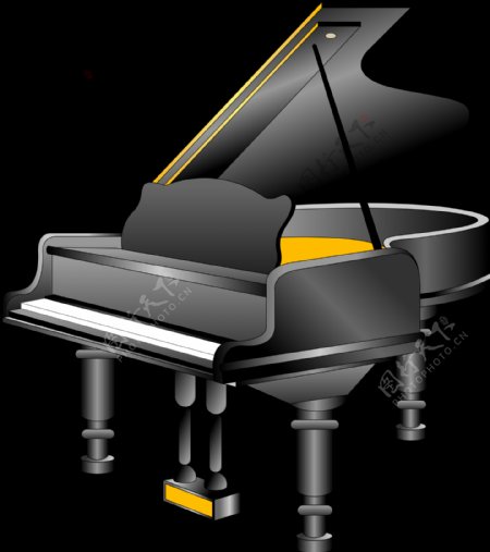 黑色卡通钢琴元素设计