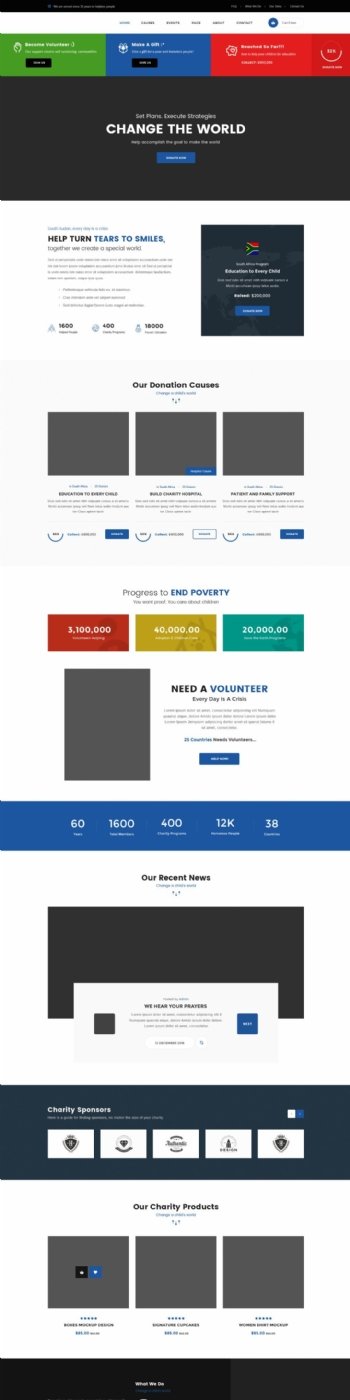 欧美经典慈善筹款网站主页模板