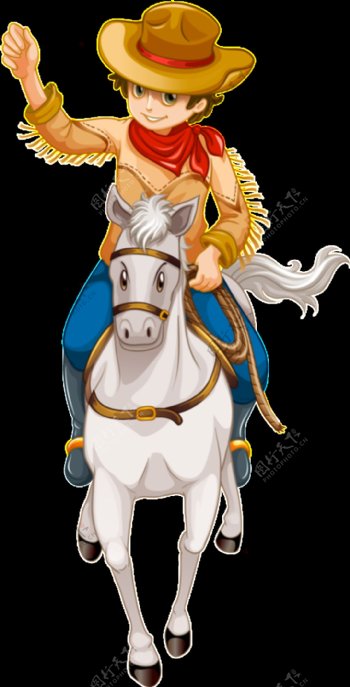 卡通白色马背上的男孩图案