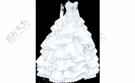 白色婚纱卡通png元素
