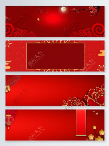 红色喜庆年味传统节日banner背景
