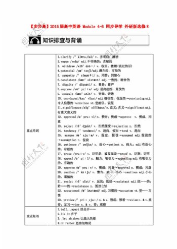 英语外研版高考英语外研版选修8Module46同步导学