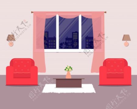 粉色房间素材图片
