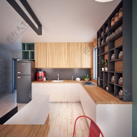 现代简约家装风格小厨房吧台设计