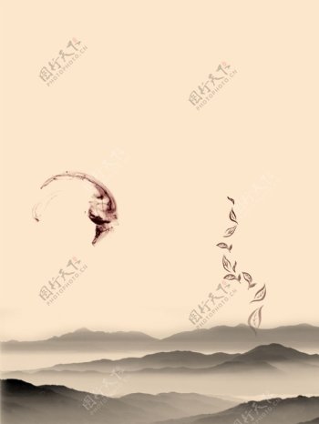 简约中国风水墨茶文化海报背景设计