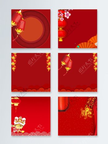 喜庆中国灯笼新春红色主图背景