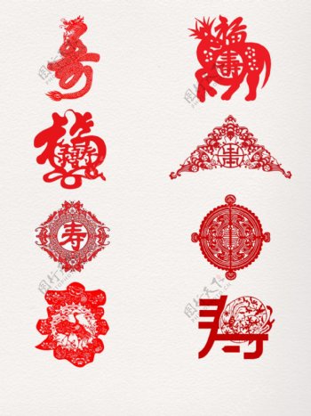 中国风剪纸寿字