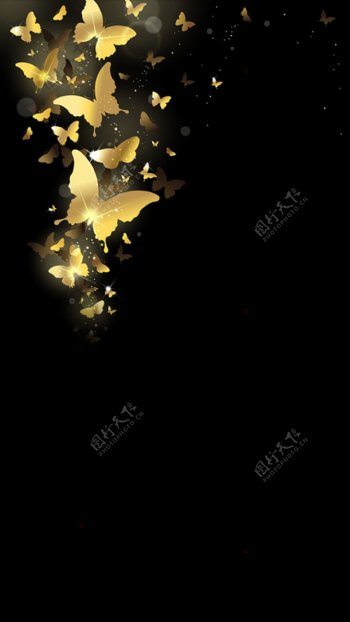 唯美金色蝴蝶H5背景素材
