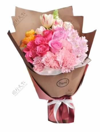 清新美丽粉色花朵花束实物元素