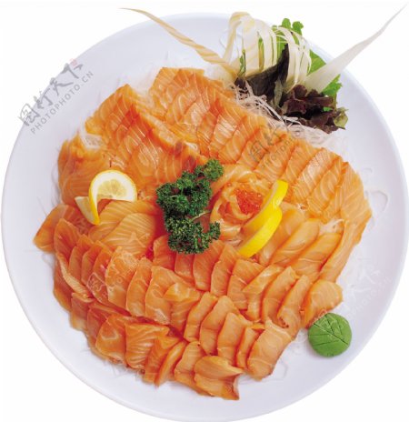 清新简约三文鱼料理美食产品实物
