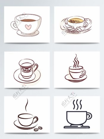手绘线描饮料咖啡PNG素材