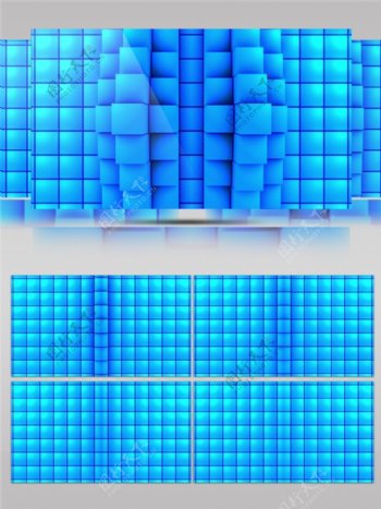 蓝光三维方块视频素材