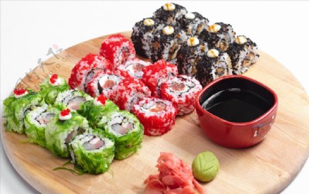 海鲜寿司砧板食物