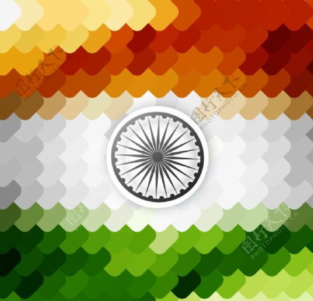 马赛克印度国旗背景