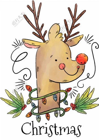 可爱手绘圣诞节麋鹿