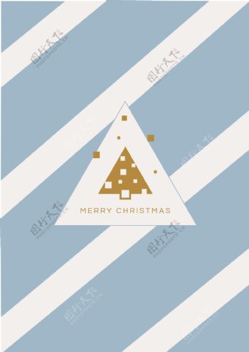 手绘蓝白色圣诞节快乐背景矢量素材