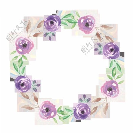 紫色玫瑰花环透明素材png
