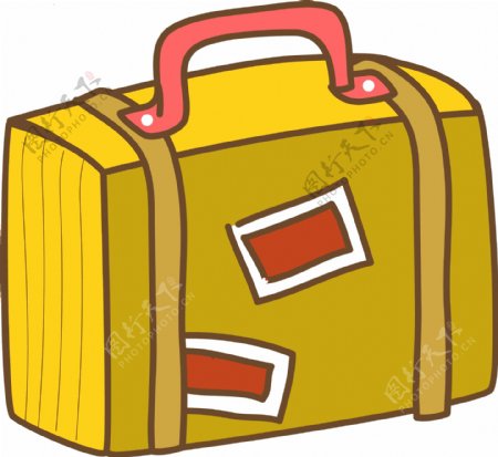 黄色老式行李箱原创元素