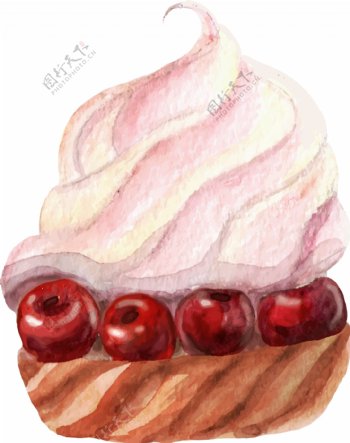 水彩绘美味的蛋糕插画