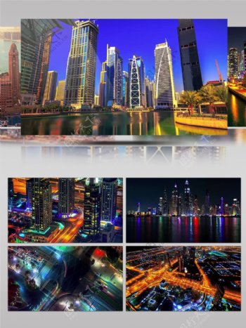 4k现代科技智慧城市迪拜景观延时摄影
