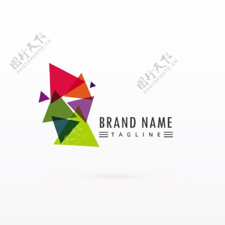抽象多彩三角徽标设计logo模板