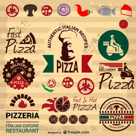 创意披萨标签设计矢量素材