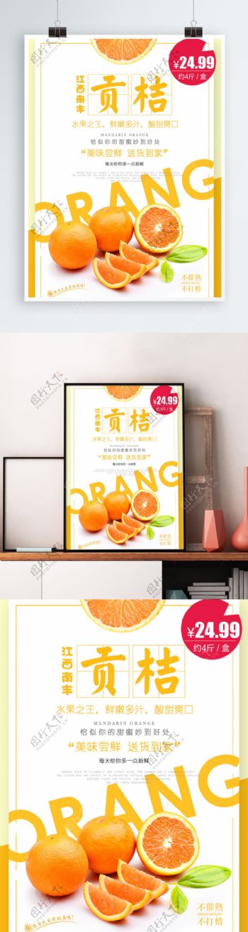 江西南丰贡桔橘子健康水果促销商品海报