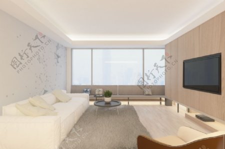 现代极简客厅室内设计效果图