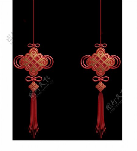 手绘质感红色中国结装饰素材