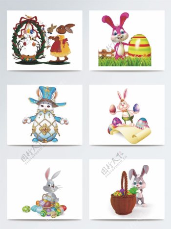 卡通复活节兔子插画素材