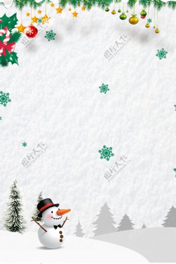 冬季圣诞树圣诞节卡通广告背景图