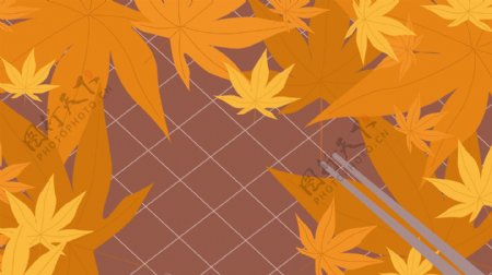 秋季枫叶插画背景设计