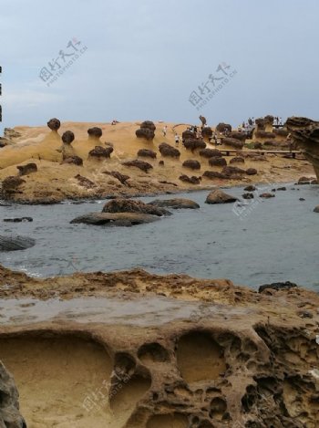大海海景海滩石头台湾野柳