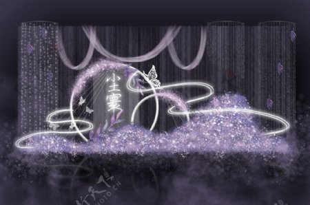 浅紫色梦幻婚礼合影迎宾区效果图