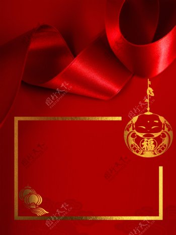 新年喜庆中国红创意金色背景设计