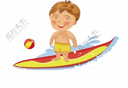 夏日旅游滑板冲浪男孩元素