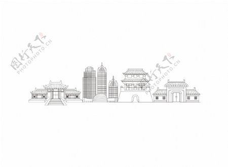 福州古建筑线条图