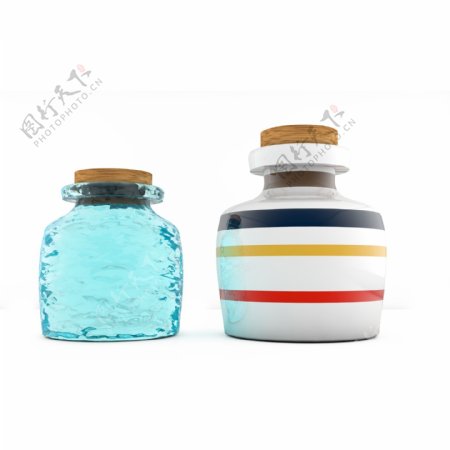 C4D生活用品装饰水瓶罐子摆件元素储物罐