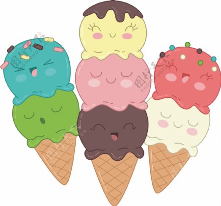 矢量卡通冰淇淋元素