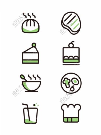 绿色食物分类icon可商用元素