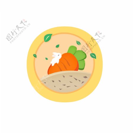 中秋节玉兔萝卜梦幻旅行可爱圆形图标