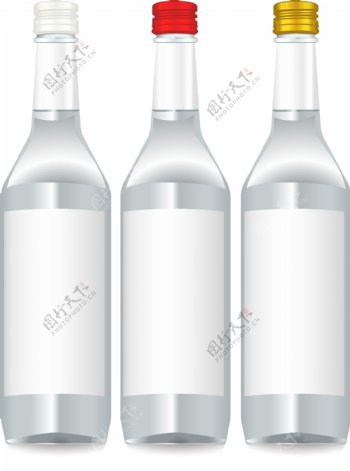 白色透明酒瓶矢量元素