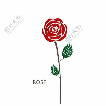 手绘玫瑰花扁平可商用元素