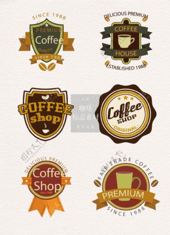 复古的咖啡标志徽章素材