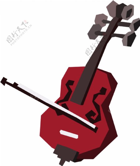 乐器几何卡通小提琴可商用元素