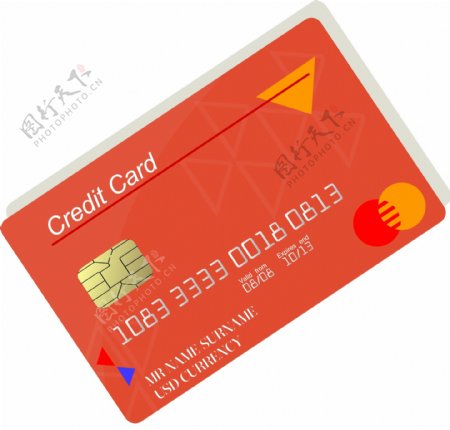矢量红色芯片银行卡元素