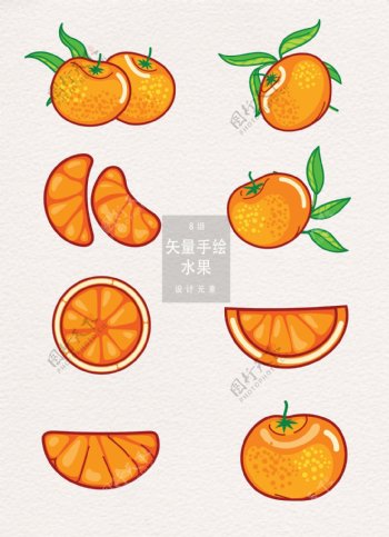 手绘橙子水果矢量素材