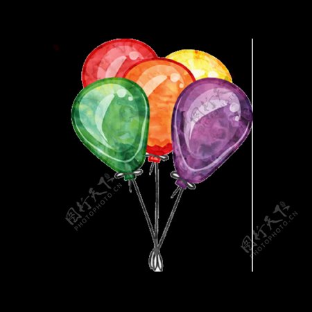 彩色卡通儿童节漂浮气球png元素