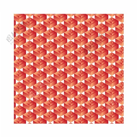 矢量2.5D立方体红黄渐变纹理填充图案